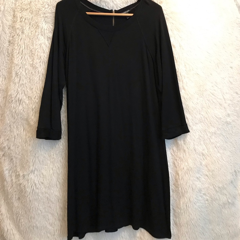 Forever Woman black shift knit dress